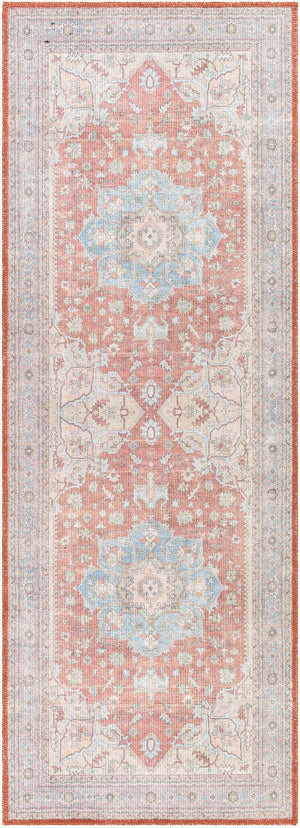 Livabliss Alanya Flatweave Runner Rug Turkish Medallion Pattern Hallway Entryway Polyester Chenille Brown, Denim 2'7" x 7'3" ALY2300-2773