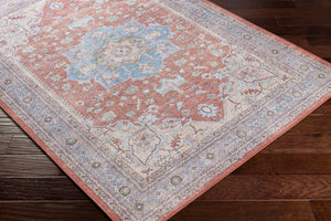 Livabliss Alanya Flatweave Runner Rug Turkish Medallion Pattern Hallway Entryway Polyester Chenille Brown, Denim 5'3" x 7' ALY2300-537