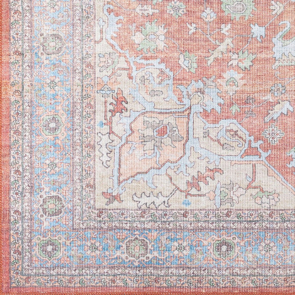 Livabliss Alanya Flatweave Runner Rug Turkish Medallion Pattern Hallway Entryway Polyester Chenille Brown, Denim 5'3" x 7' ALY2300-537