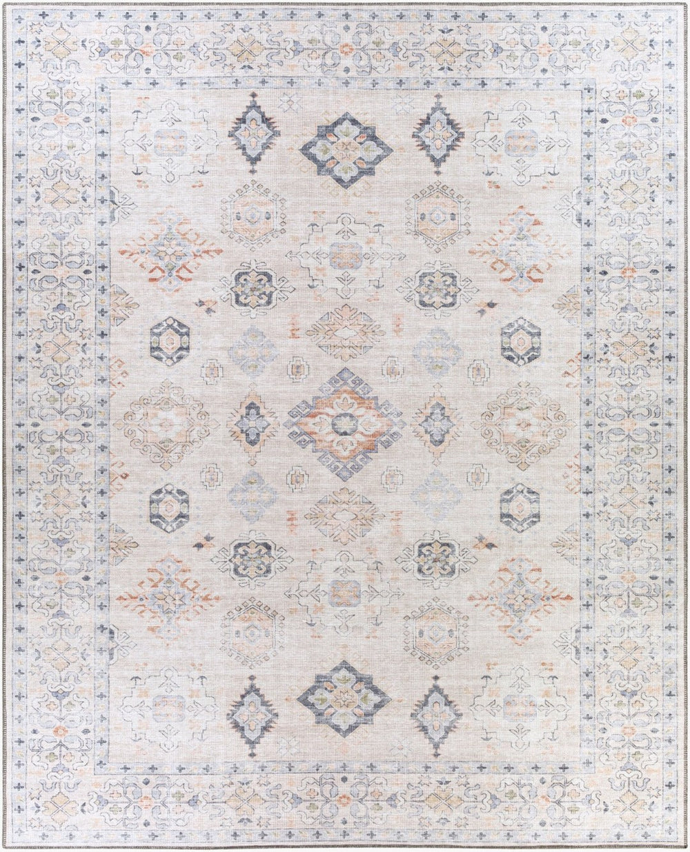 Livabliss Alanya Flatweave Turkish Area Rug Machine Woven Chenille Blend for High Traffic Rooms Rust, Dark Blue 7'7" x 9'6" ALY2302-7696