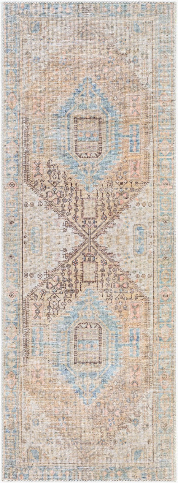 Livabliss Alanya Flatweave Runner Soft Chenille Polyester Blend for Hallways and Entryways Denim, Coral 2'7" x 7'3" ALY2306-2773