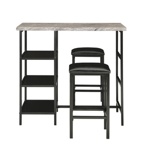 Homelegance By Top-Line Tosca Counter Height Metal Table Set with Faux Marble Top Black Metal