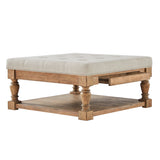 Homelegance By Top-Line Cadeo Baluster Pine Tufted Storage Ottoman Natural Pine