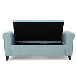English Elm Hayes Upholstered Storage Bench with Rolled Arms for Entryway Bedroom or Living Room 57735.00LBL