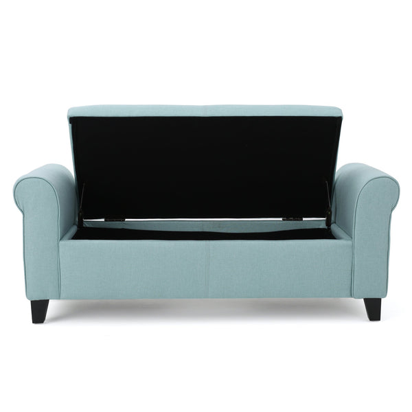 English Elm Hayes Upholstered Storage Bench with Rolled Arms for Entryway Bedroom or Living Room 57735.00LBL