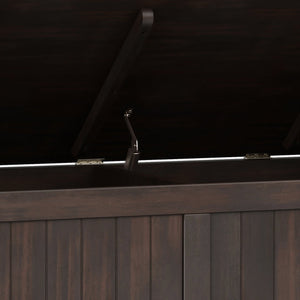 English Elm Acadian Handcrafted Entryway Storage Bench with Lift-Top Seating, Solid Wood, Transitional Design Dark Brown B136P158298