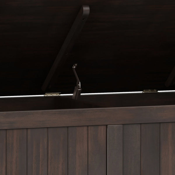 English Elm Acadian Handcrafted Entryway Storage Bench with Lift-Top Seating, Solid Wood, Transitional Design Dark Brown B136P158298