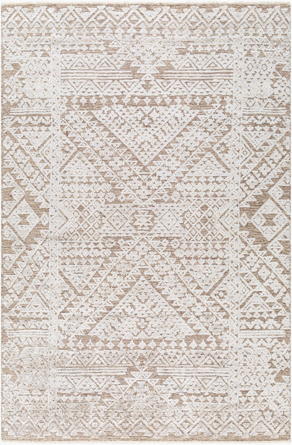 Surya Amina Ama-2300 2' X 3' Handcrafted Wool And Viscose Rug With Elegant Fringe For Stylish Home Décor Beige Wool,Viscose Ama2304-23