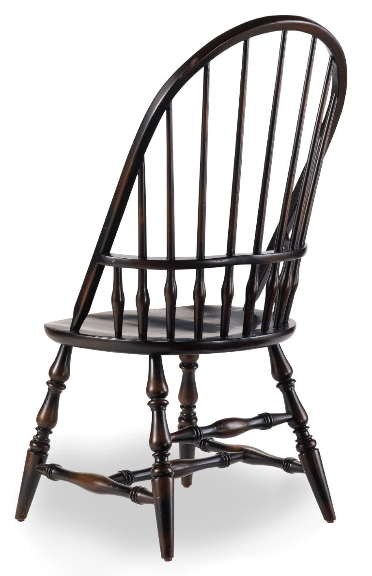 Hooker Furniture Sanctuary Ebony Windsor Side Chair — Hand-Rubbed Hardwood, Distressed Vintage Charm For Dining Rooms 3005-75330