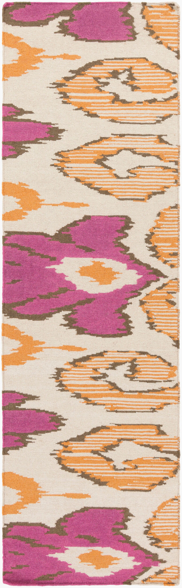 Surya Alameda 2'6" X 8' Handmade Wool Rug - Elegant Global Design, Durable, Spot Clean, One Year Warranty Fuchsia Wool Amd1003-268