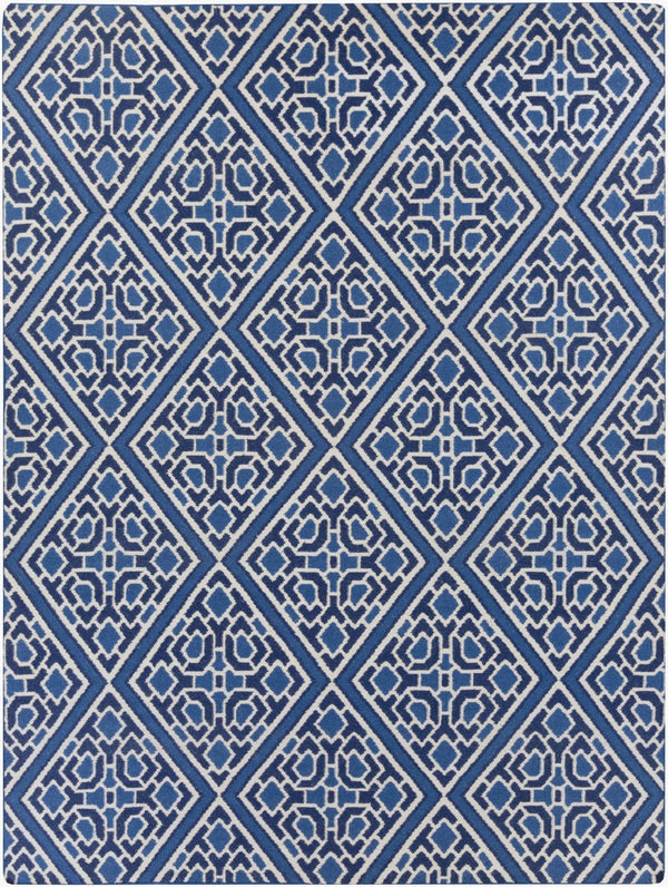 Surya Alameda 2'6" X 8' Handmade Wool Rug - Elegant Global Design, Durable, Spot Clean, One Year Warranty Dark Blue Wool Amd1005-811