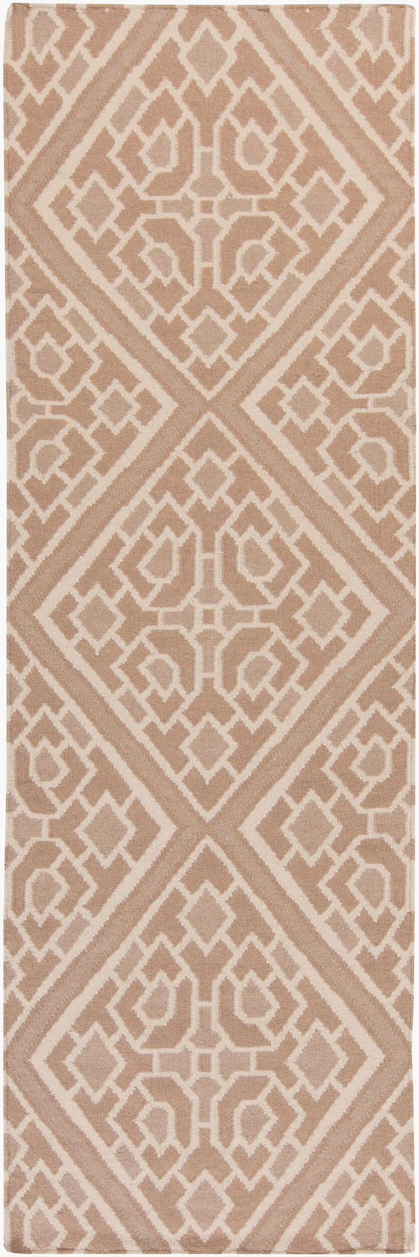 Surya Alameda 2'6" X 8' Handmade Wool Rug - Elegant Global Design, Durable, Spot Clean, One Year Warranty Tan Wool Amd1007-268