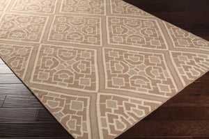 Surya Alameda 2'6" X 8' Handmade Wool Rug - Elegant Global Design, Durable, Spot Clean, One Year Warranty Tan Wool Amd1007-268