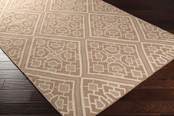 Surya Alameda 2'6" X 8' Handmade Wool Rug - Elegant Global Design, Durable, Spot Clean, One Year Warranty Tan Wool Amd1007-268