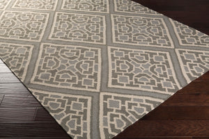 Surya Alameda 2'6" X 8' Handmade Wool Rug - Elegant Global Design, Durable, Spot Clean, One Year Warranty Light Gray Wool Amd1008-23