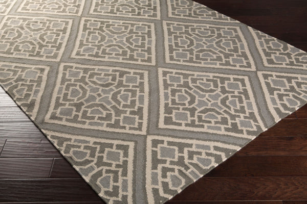 Surya Alameda 2'6" X 8' Handmade Wool Rug - Elegant Global Design, Durable, Spot Clean, One Year Warranty Light Gray Wool Amd1008-23