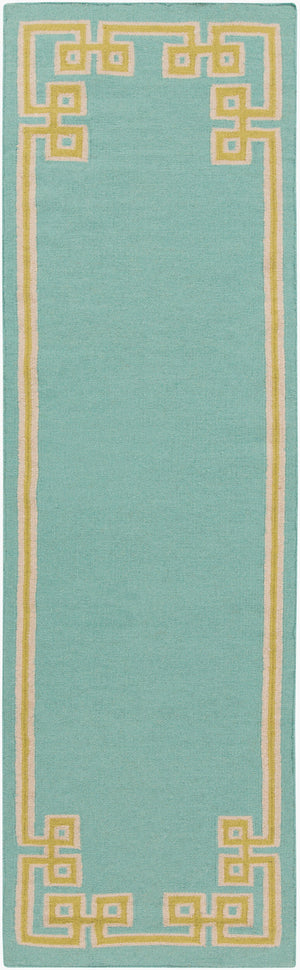 Surya Alameda 2'6" X 8' Handmade Wool Rug - Elegant Global Design, Durable, Spot Clean, One Year Warranty Aqua Wool Amd1010-268