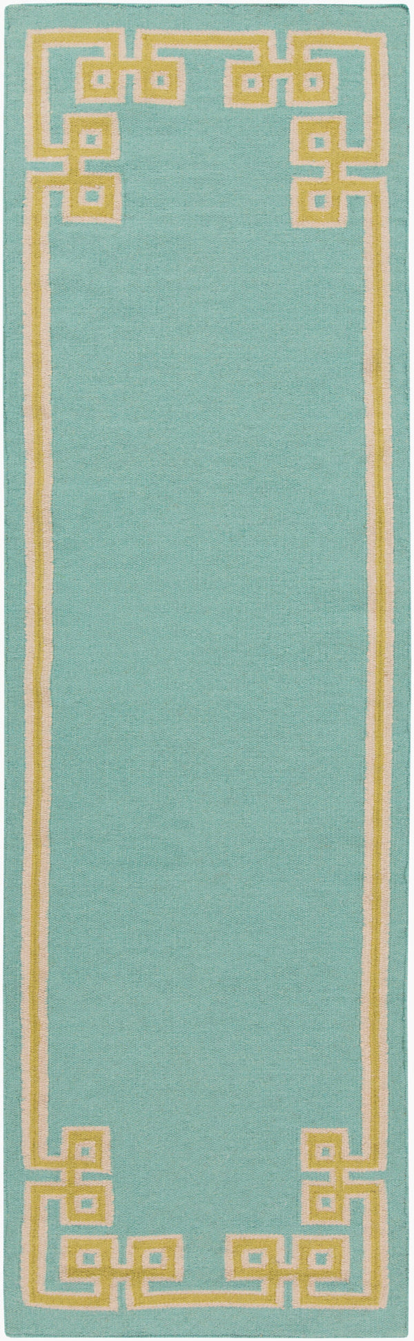 Surya Alameda 2'6" X 8' Handmade Wool Rug - Elegant Global Design, Durable, Spot Clean, One Year Warranty Aqua Wool Amd1010-268