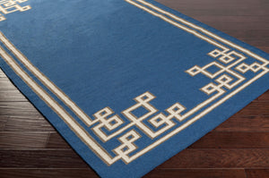 Surya Alameda 2'6" X 8' Handmade Wool Rug - Elegant Global Design, Durable, Spot Clean, One Year Warranty Dark Blue Wool Amd1011-3353