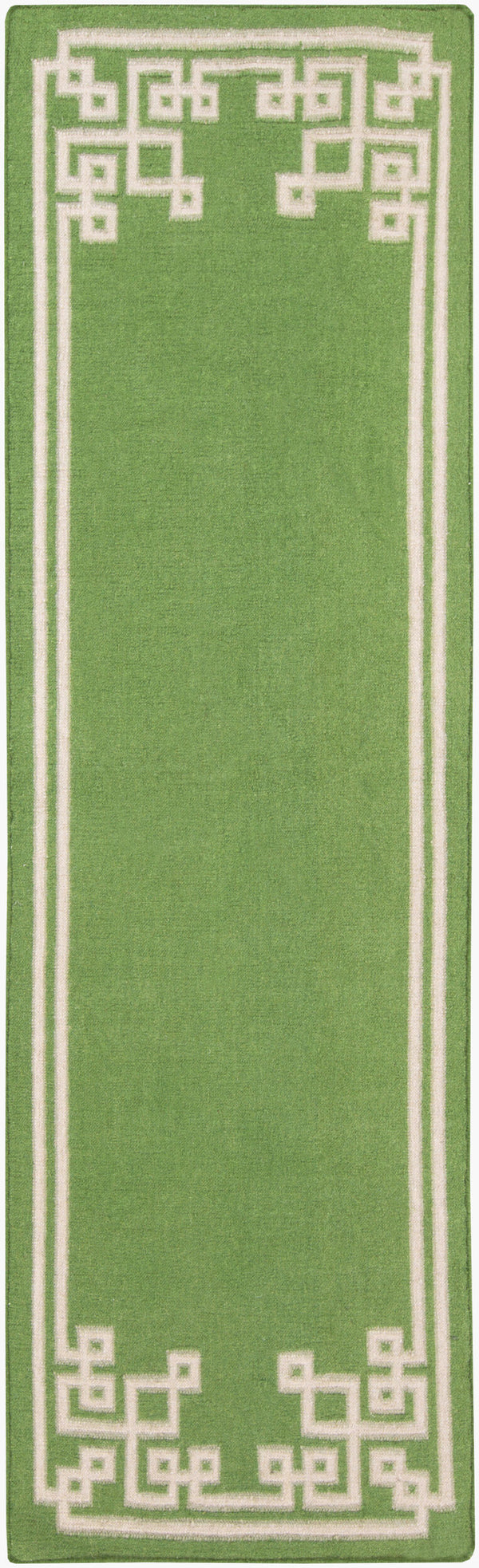 Surya Alameda 2'6" X 8' Handmade Wool Rug - Elegant Global Design, Durable, Spot Clean, One Year Warranty Green Wool Amd1013-268