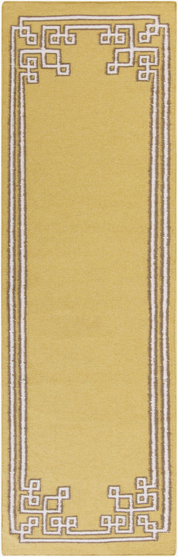 Surya Alameda 2'6" X 8' Handmade Wool Rug - Elegant Global Design, Durable, Spot Clean, One Year Warranty Tan Wool Amd1021-268