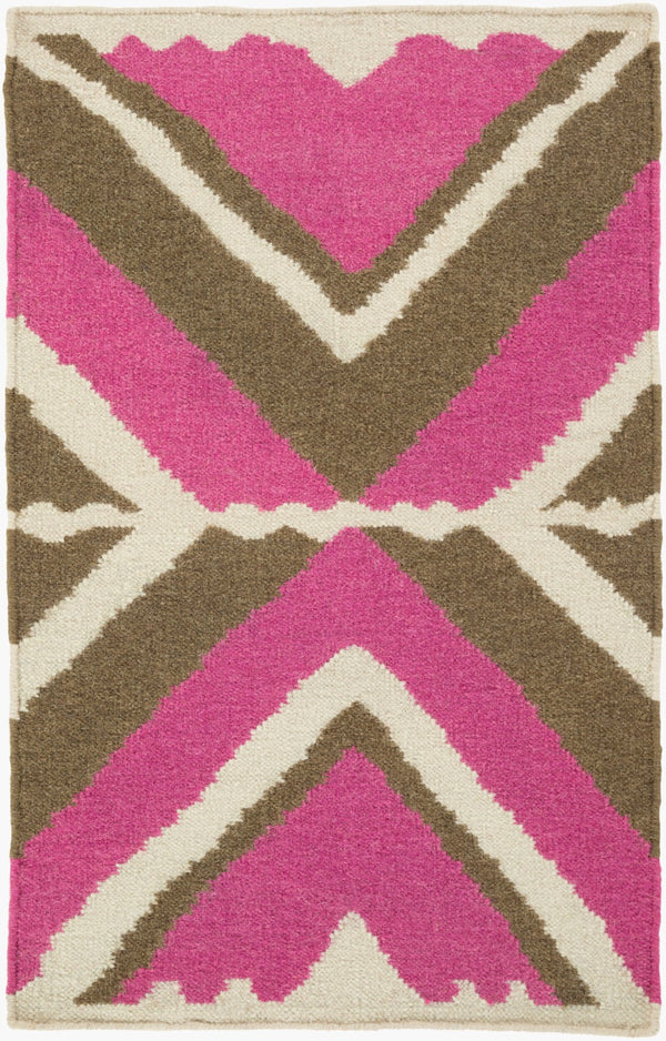 Surya Alameda 2'6" X 8' Handmade Wool Rug - Elegant Global Design, Durable, Spot Clean, One Year Warranty Fuchsia Wool Amd1025-23