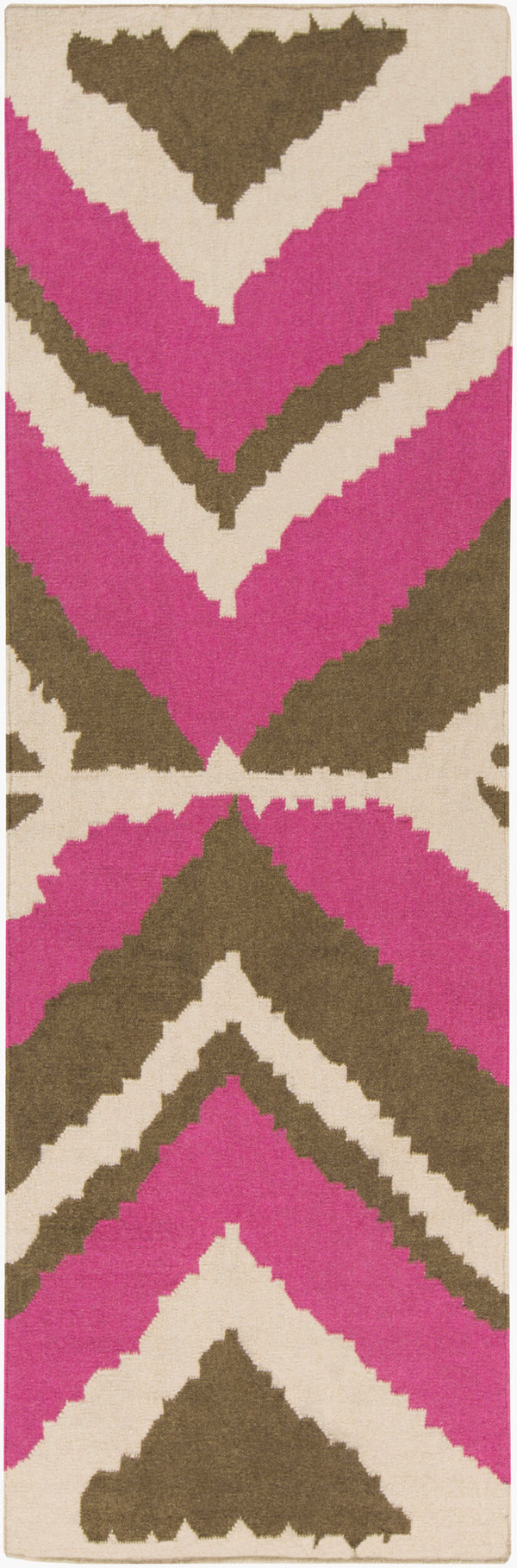 Surya Alameda 2'6" X 8' Handmade Wool Rug - Elegant Global Design, Durable, Spot Clean, One Year Warranty Fuchsia Wool Amd1025-268