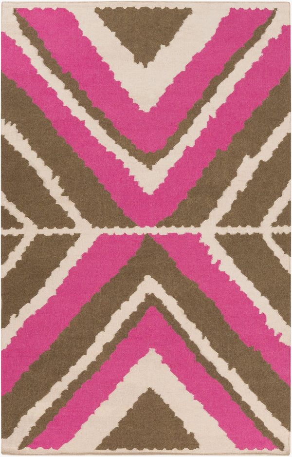 Surya Alameda 2'6" X 8' Handmade Wool Rug - Elegant Global Design, Durable, Spot Clean, One Year Warranty Fuchsia Wool Amd1025-811
