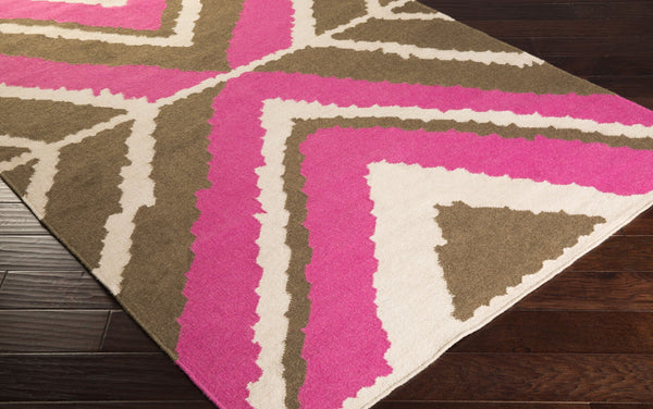 Surya Alameda 2'6" X 8' Handmade Wool Rug - Elegant Global Design, Durable, Spot Clean, One Year Warranty Fuchsia Wool Amd1025-811