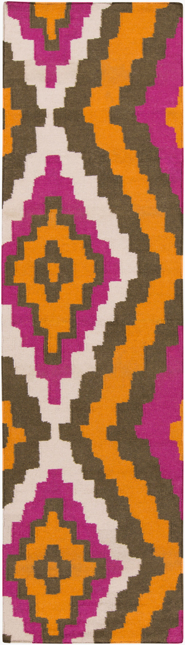 Surya Alameda 2'6" X 8' Handmade Wool Rug - Elegant Global Design, Durable, Spot Clean, One Year Warranty Orange Wool Amd1028-268