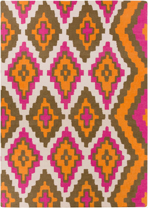 Surya Alameda 2'6" X 8' Handmade Wool Rug - Elegant Global Design, Durable, Spot Clean, One Year Warranty Orange Wool Amd1028-58