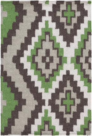 Surya Alameda 2'6" X 8' Handmade Wool Rug - Elegant Global Design, Durable, Spot Clean, One Year Warranty Grass Green Wool Amd1048-23