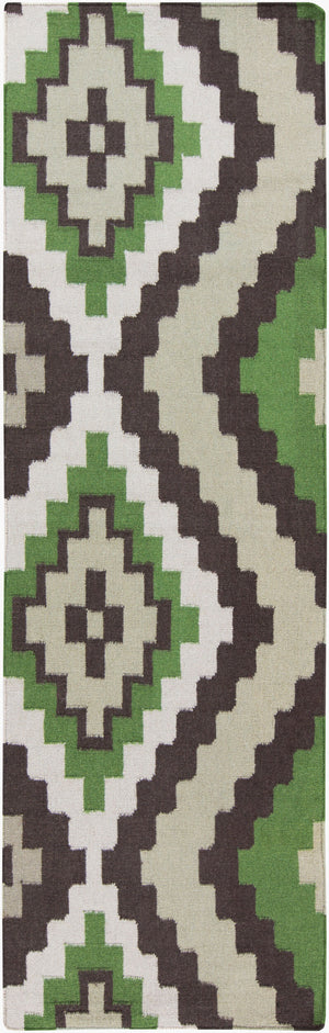 Surya Alameda 2'6" X 8' Handmade Wool Rug - Elegant Global Design, Durable, Spot Clean, One Year Warranty Grass Green Wool Amd1048-268