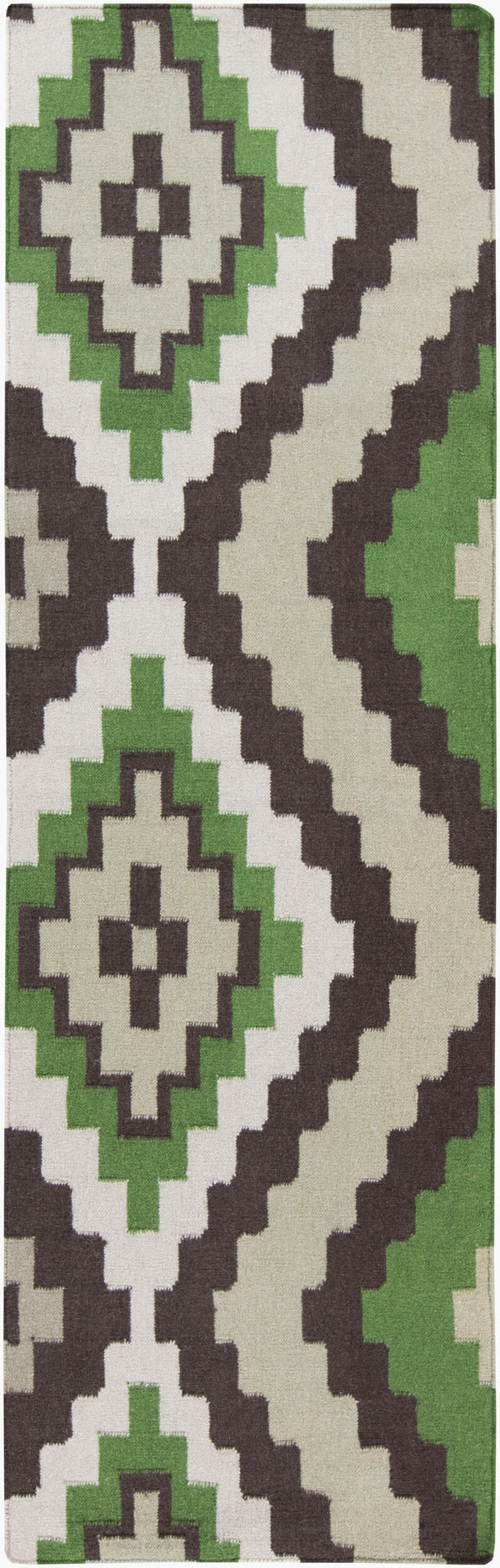 Surya Alameda 2'6" X 8' Handmade Wool Rug - Elegant Global Design, Durable, Spot Clean, One Year Warranty Grass Green Wool Amd1048-268