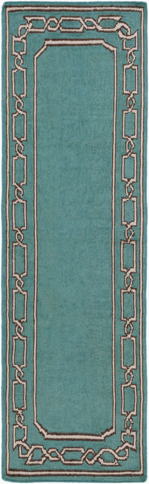 Surya Alameda 2'6" X 8' Handmade Wool Rug - Elegant Global Design, Durable, Spot Clean, One Year Warranty Seafoam Wool Amd1057-268