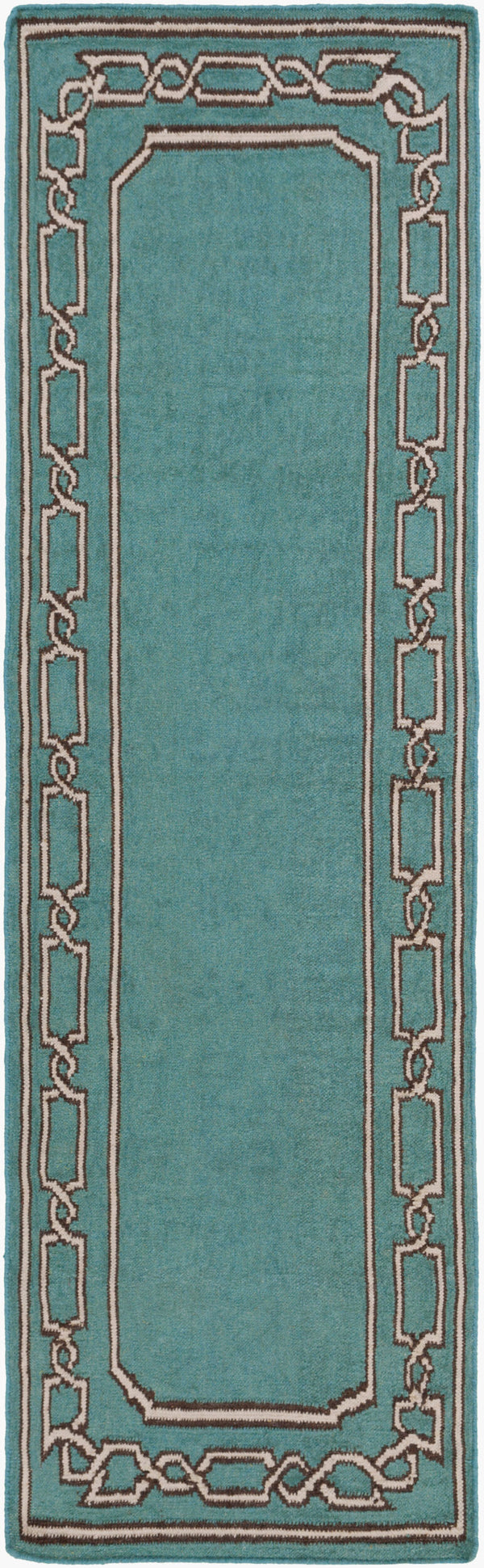 Surya Alameda 2'6" X 8' Handmade Wool Rug - Elegant Global Design, Durable, Spot Clean, One Year Warranty Seafoam Wool Amd1057-268