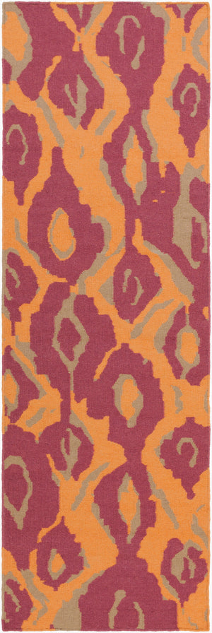 Surya Alameda 2'6" X 8' Handmade Wool Rug - Elegant Global Design, Durable, Spot Clean, One Year Warranty Orange Wool Amd1060-268