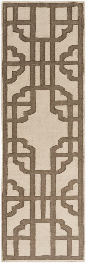 Surya Alameda 2'6" X 8' Handmade Wool Rug - Elegant Global Design, Durable, Spot Clean, One Year Warranty Taupe Wool Amd1070-268