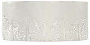 Hooker Furniture Commerce Amelia Round Cocktail Table — Textured Cream Plaster Finish, Embossed Leaf Motif, Casters, Durable Wood-Resin Construction 7228-80229-02