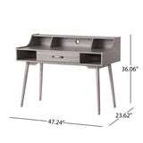 Christopher Knight Home® - Noble House - Brenda Mid Century Modern Grey Oak Finished Fiberboard Home Office Desk