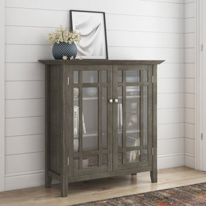 English Elm Bedford Medium Storage Cabinet - Handcrafted Farmhouse Grey With Glass Doors & Adjustable Shelves B136P158489