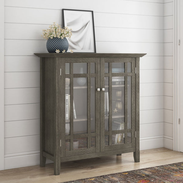 English Elm Bedford Medium Storage Cabinet - Handcrafted Farmhouse Grey With Glass Doors & Adjustable Shelves B136P158489