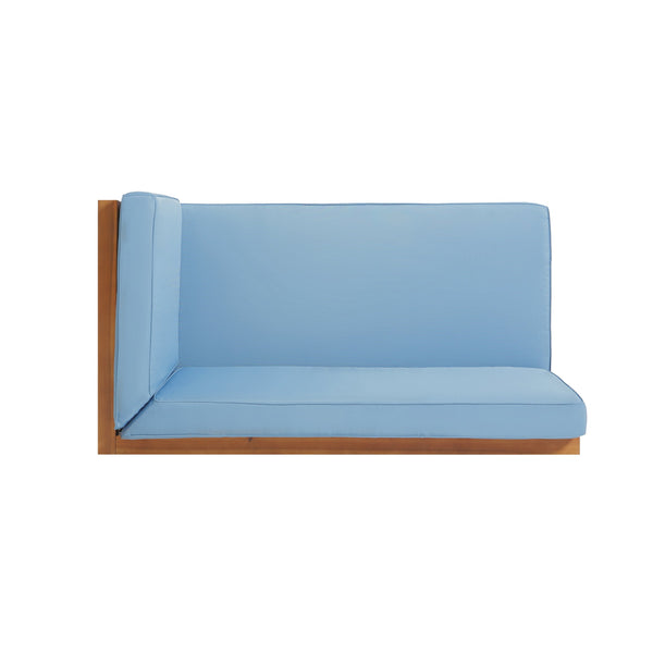 English Elm Brava Outdoor Acacia Corner Bench Set with Coffee Table for Patio Entertaining 57968.00BLU2