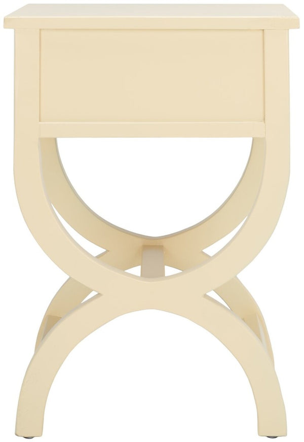 Safavieh Maxine Accent Table With Storage Drawer  XII23 Vanilla Wood AMH6608E
