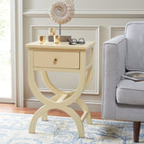 Safavieh Maxine Accent Table With Storage Drawer  XII23 Vanilla Wood AMH6608E