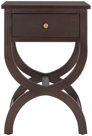 Safavieh Maxine Accent Table With Storage Drawer  XII23 Walnut Wood AMH6608F