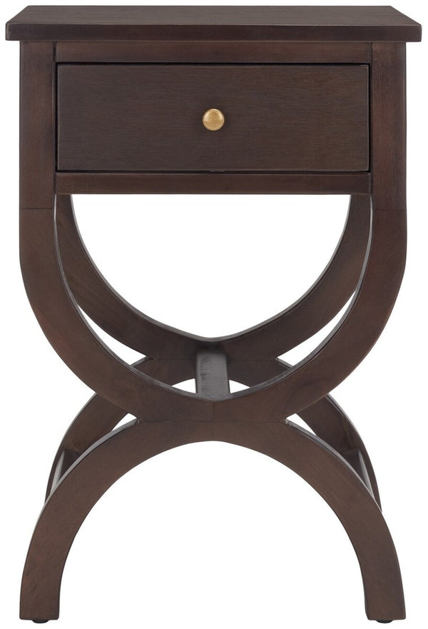 Safavieh Maxine Accent Table With Storage Drawer  XII23 Walnut Wood AMH6608F