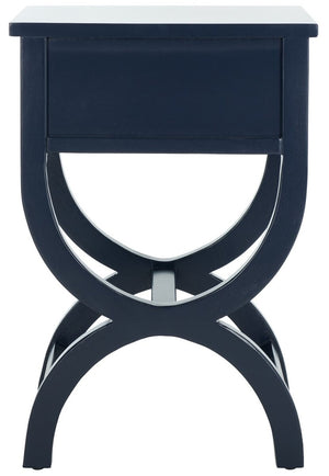 Safavieh Maxine Accent Table With Storage Drawer  XII23 Navy Wood AMH6608G