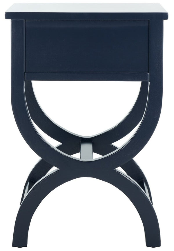 Safavieh Maxine Accent Table With Storage Drawer  XII23 Navy Wood AMH6608G