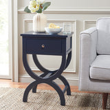 Safavieh Maxine Accent Table With Storage Drawer  XII23 Navy Wood AMH6608G